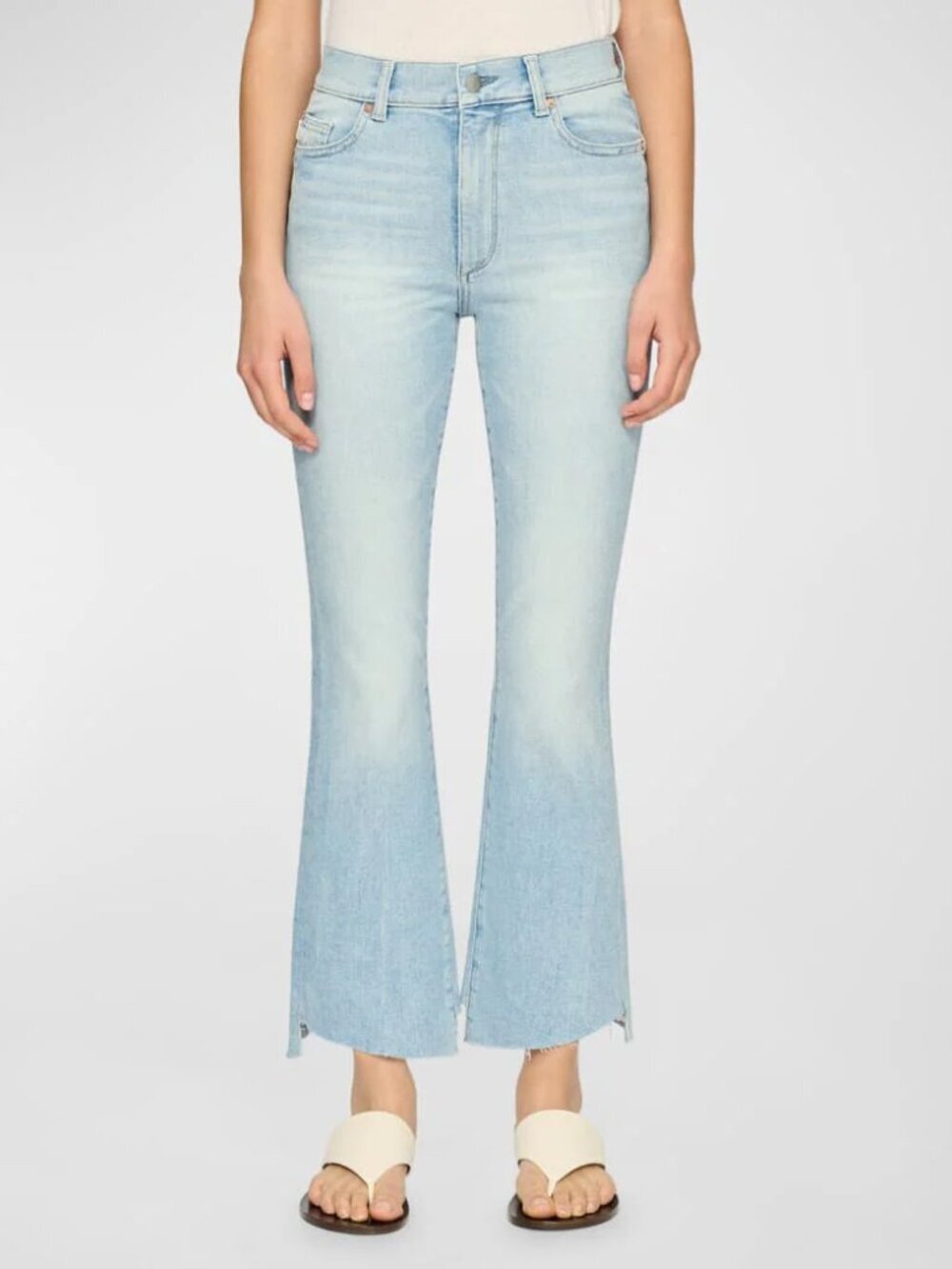 DL1961 | Bridget Cropped Bootcut Jeans Raw Hem Light Wash, Size 27